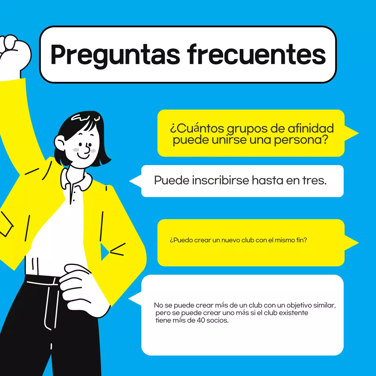 Una guía sencilla, en azul claro y amarillo, de los grupos de afinidad en el lugar de trabajo