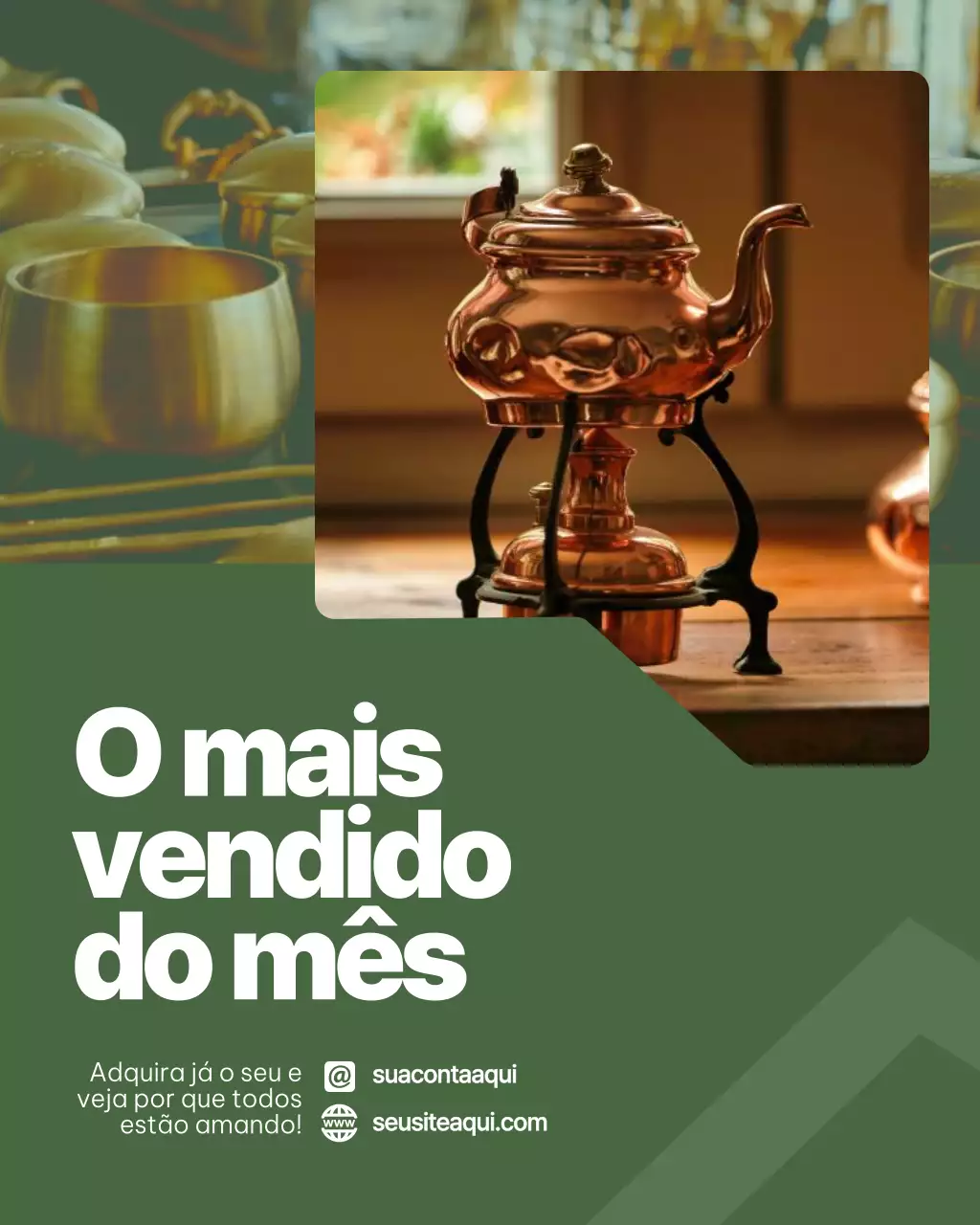 Publicação de utensílios de cozinha vintage em bronze no Instagram
