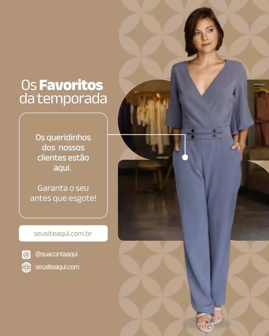 Postagem de promoção de moda moderna bege no Instagram