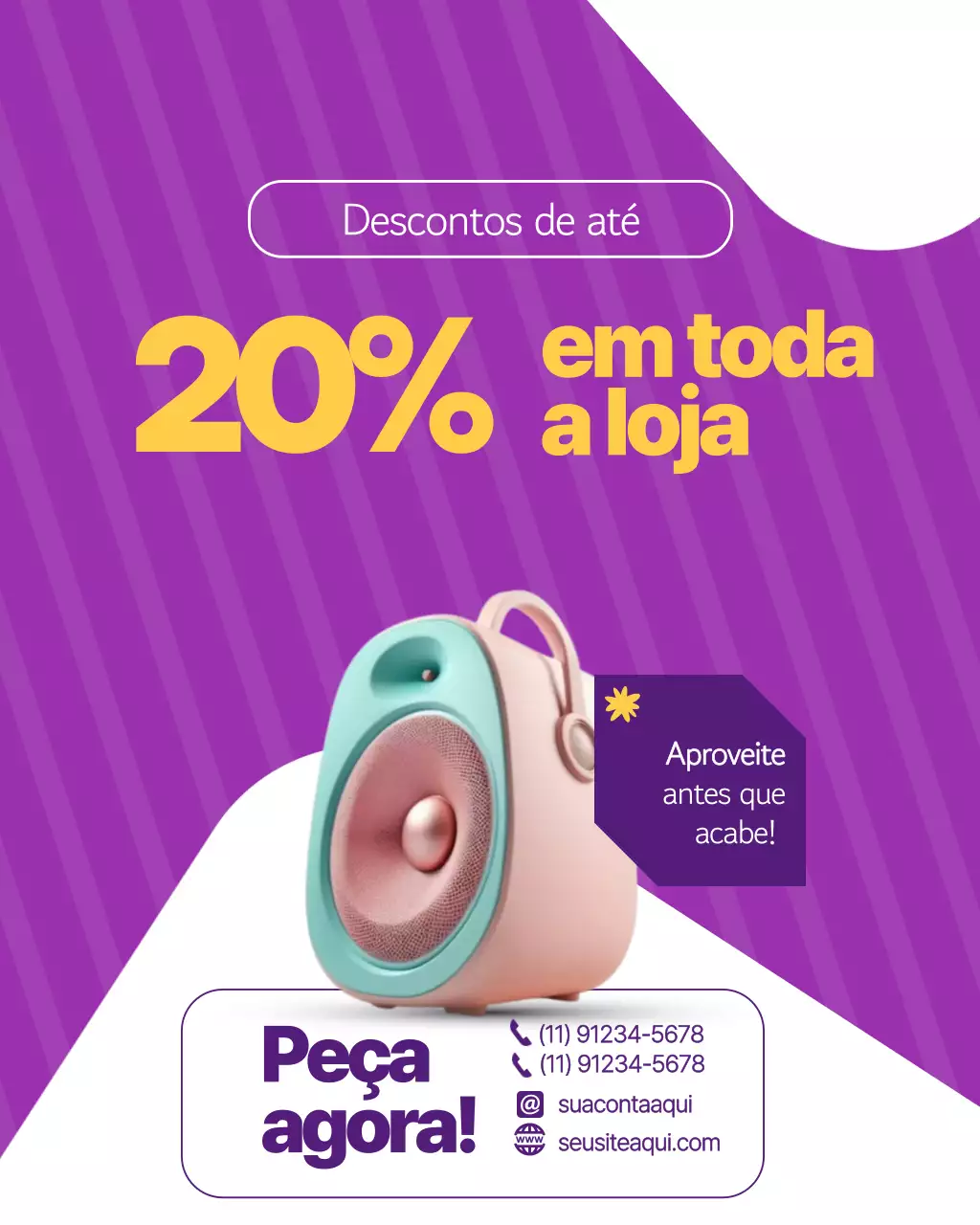 Postagem de promoção de venda de alto-falantes modernos e coloridos no Instagram