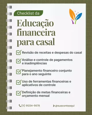 Postagem do Instagram com lista de verificação de finanças mínimas e verdes