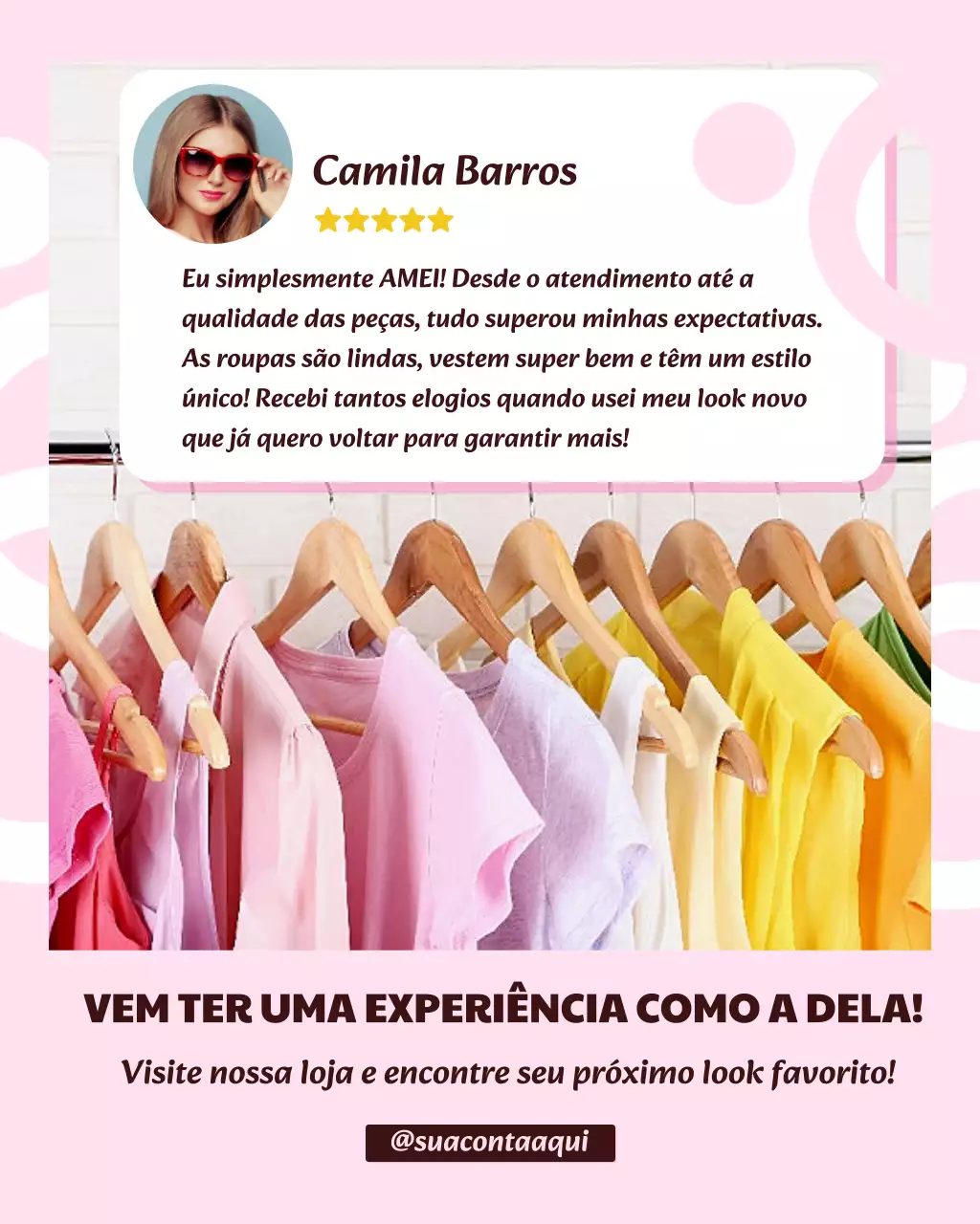 Postagem de Instagram de promoção de feedback de loja de moda elegante em tons pastel