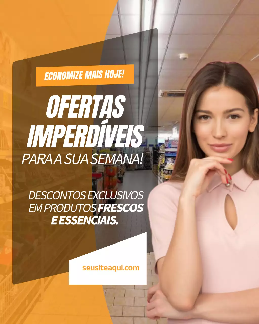 promoção de venda de supermercado moderno laranja