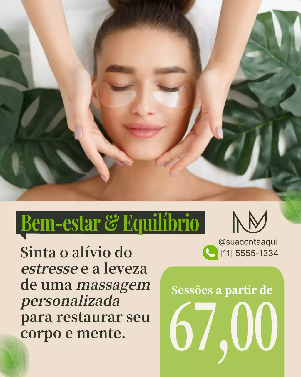 Postagem de promoção do serviço de bem-estar moderno bege no Instagram