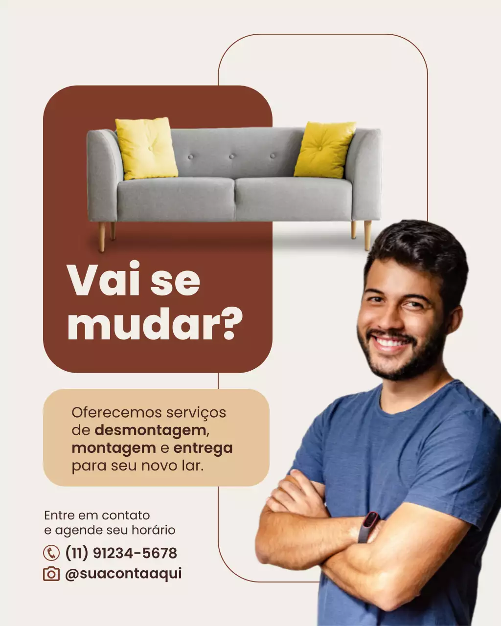 Publicação de serviço de mudança moderna bege no Instagram