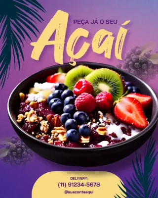Publicidade em destaque do Açaí Tropical Roxo no Instagram