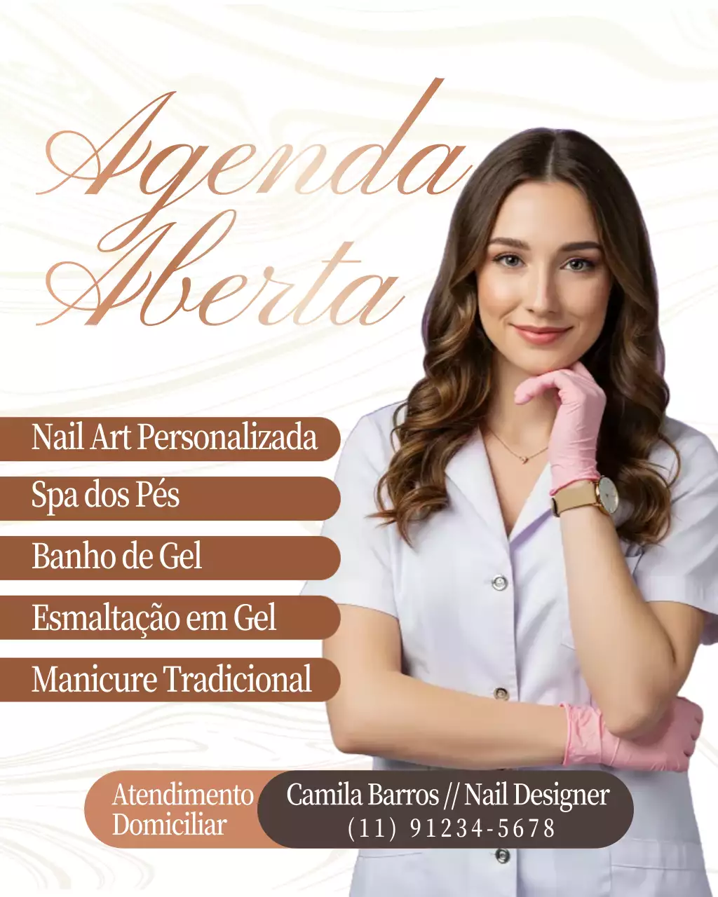 promoção de unhas bege elegante