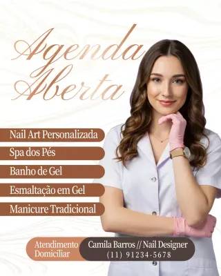 Postagem promocional de unhas elegantes bege no Instagram