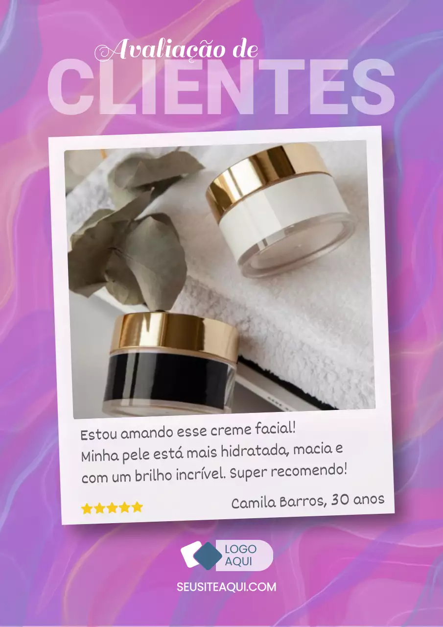Pôster de avaliação do cliente da Purple Elegant Skincare