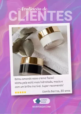 Pôster de avaliação do cliente da Purple Elegant Skincare