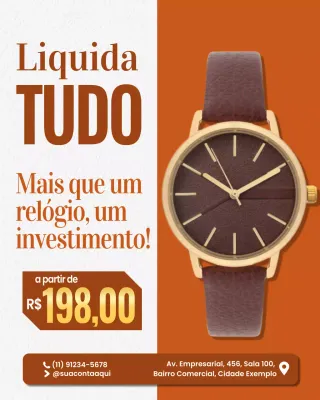 Postagem promocional do relógio marrom elegante no Instagram