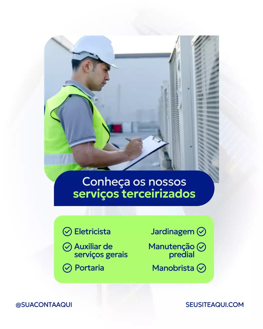 Publicação de serviços profissionais ecológicos no Instagram