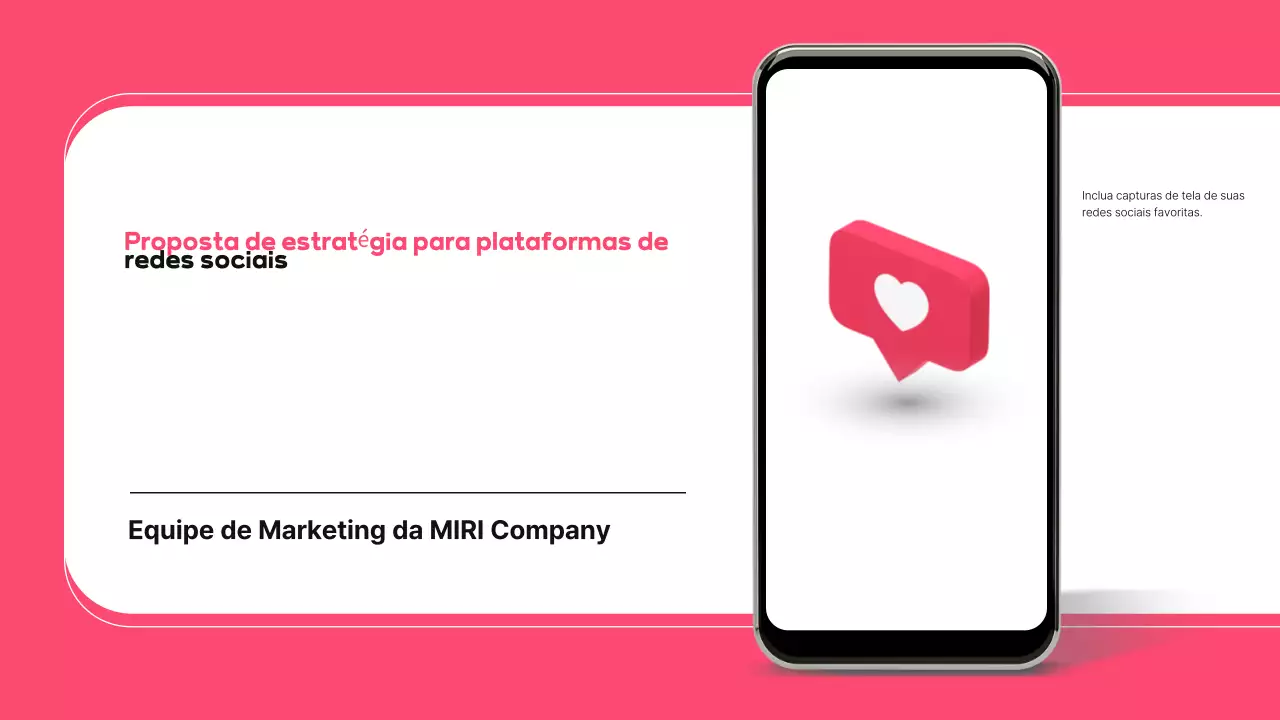 Proposta de redes sociais moderna cor-de-rosa