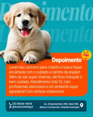 Publicação de depoimento de animal de estimação moderno laranja no Instagram