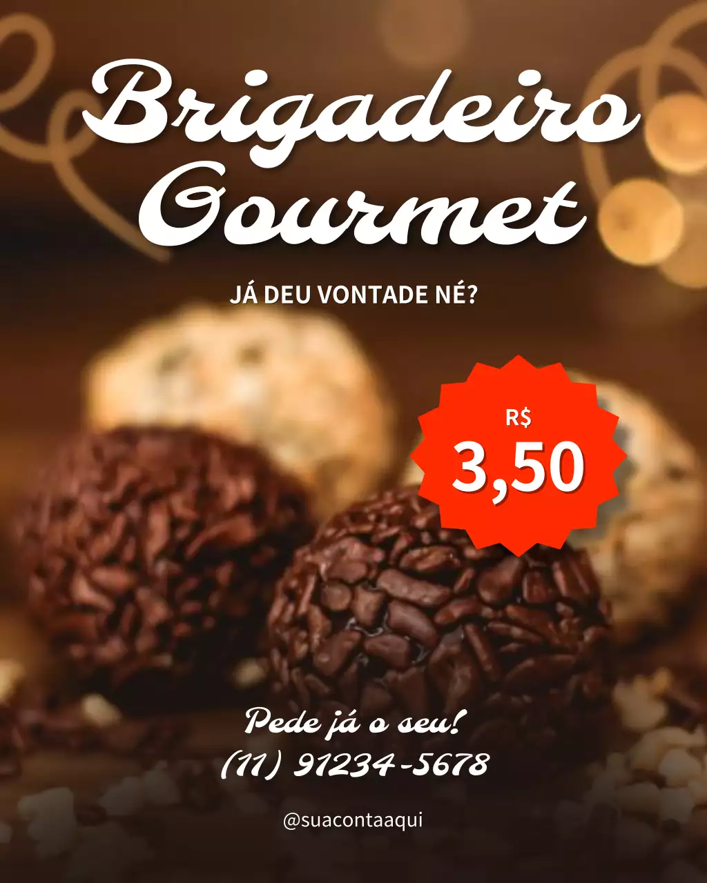 Postagem promocional do Instagram sobre sobremesas modernas marrons
