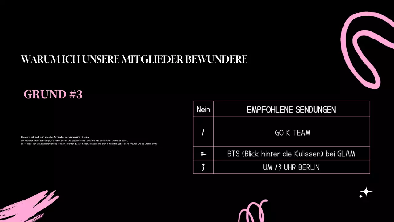 Schwarz-Rosa Modern Fandom Präsentation