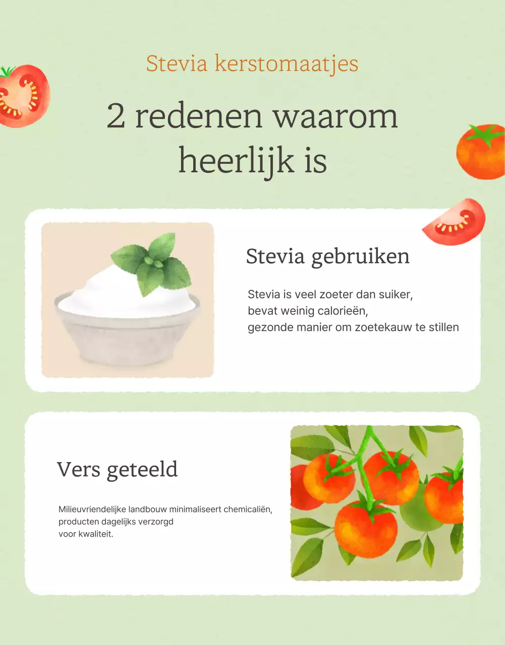 De verkoop van enkelvoudige kerstomaatjes in Ivoor en Lotus bevorderen