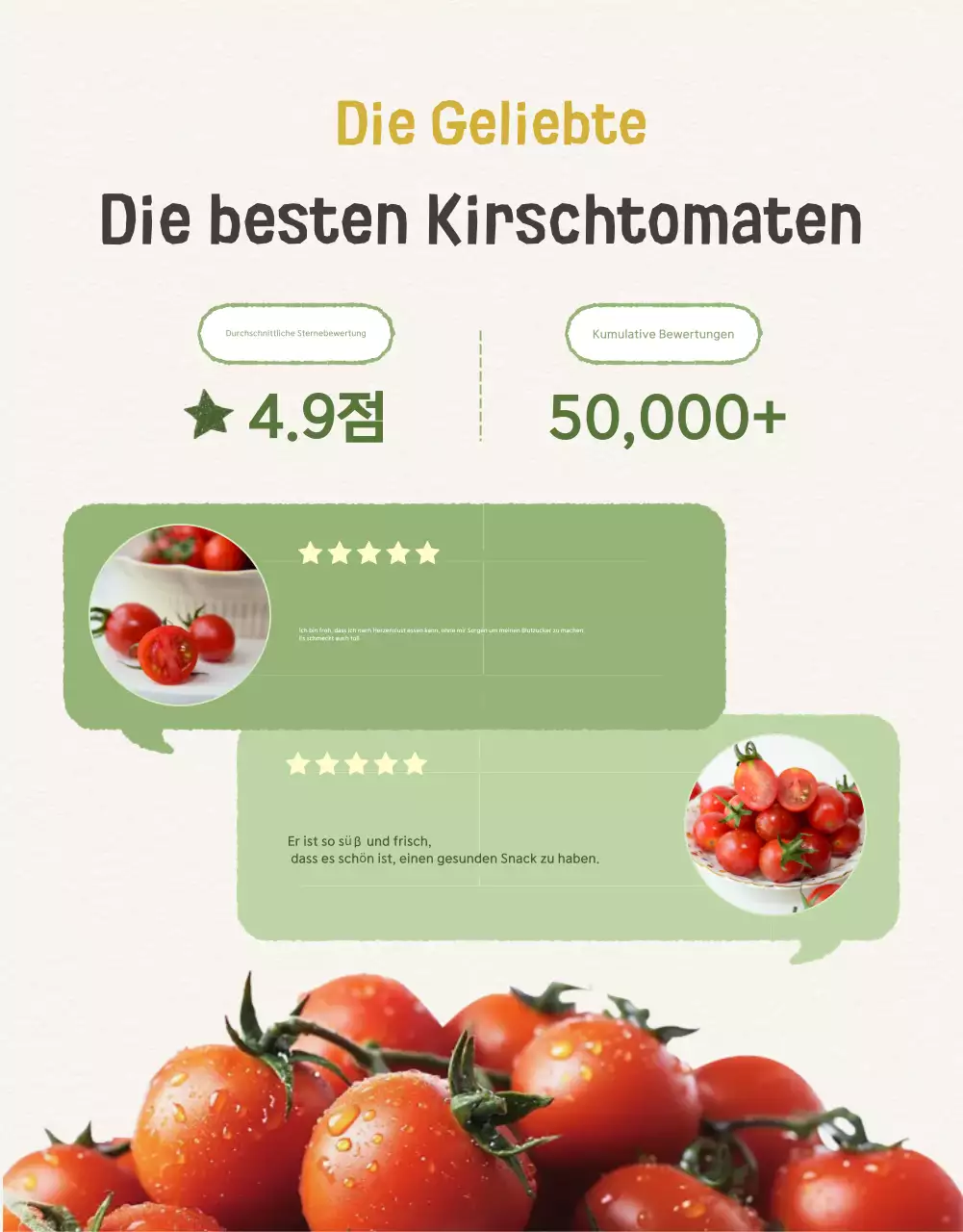 Förderung des Verkaufs der schönen Kirschtomaten Ivory und Lotus