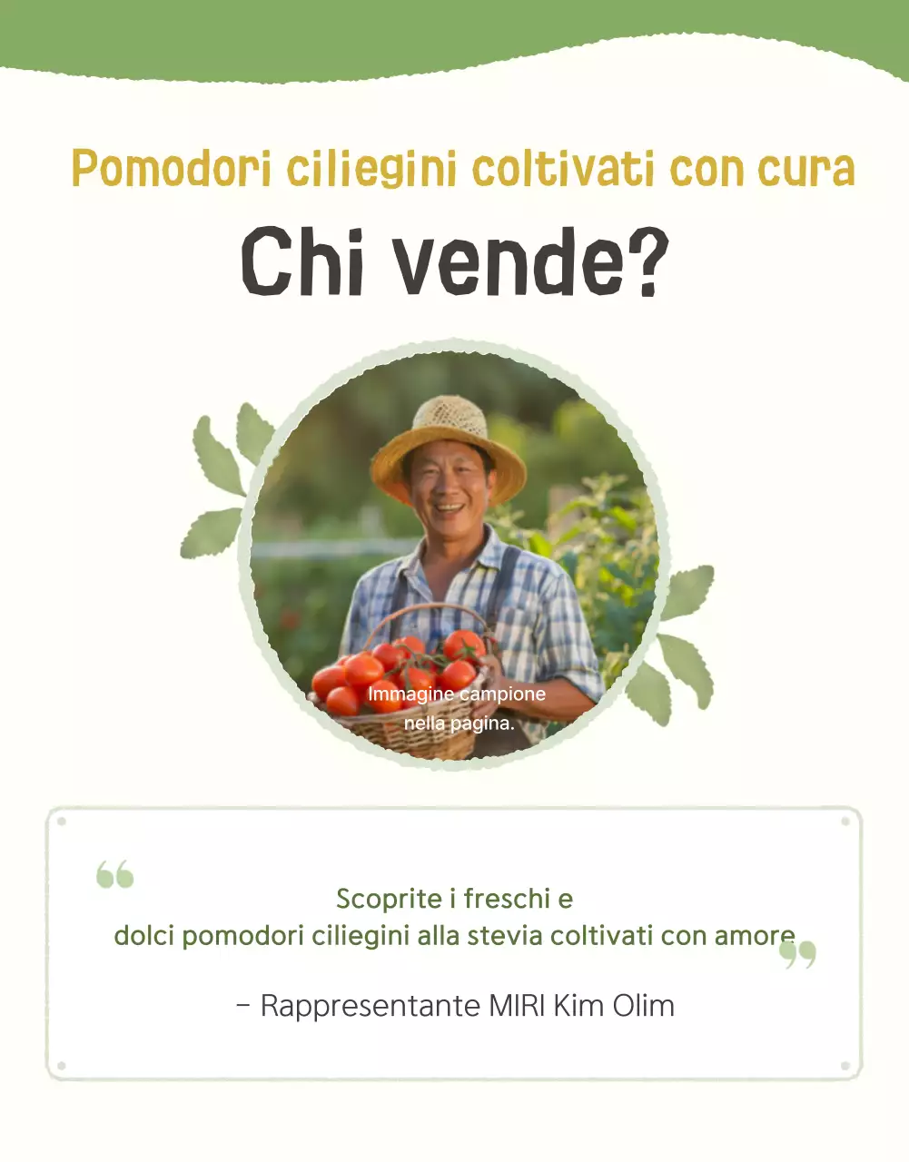 Promozione della vendita dei pomodori ciliegini Ivory e Lotus beautiful