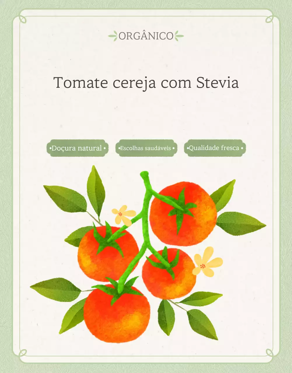 Promoção da venda de tomates-cereja simples em Marfim e Lótus