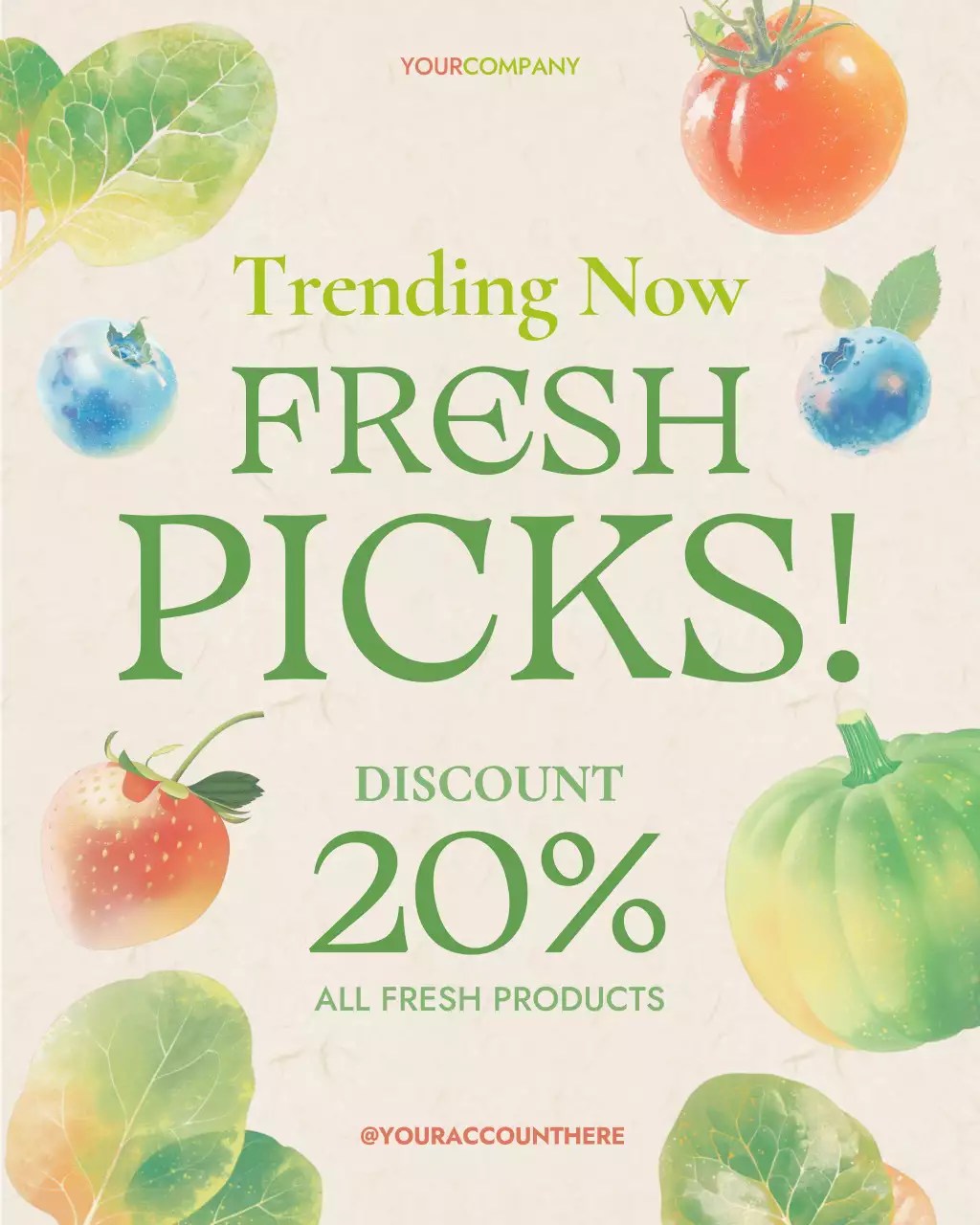 Green Watercolor Grocery Retail Promotion Instagram Post