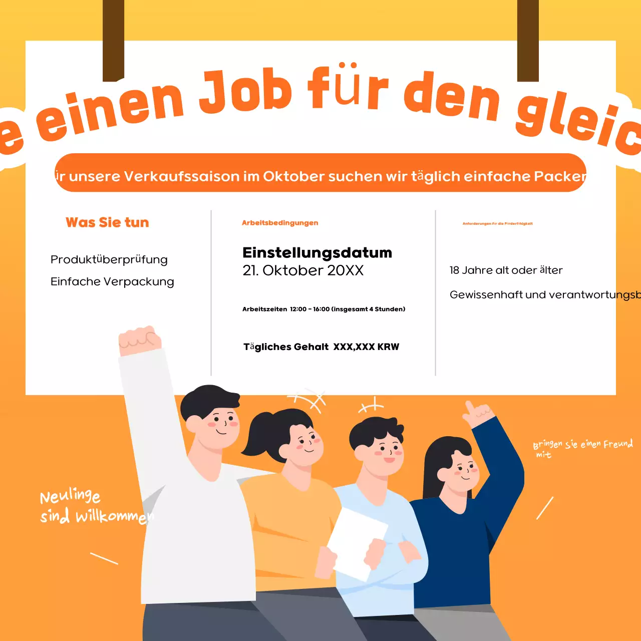 Orange Einfache Teilzeitstellen