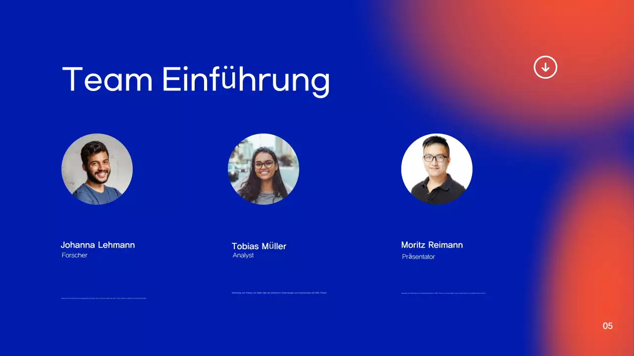 Präsentation des Forschungsprojekts "Blauer und oranger Farbverlauf