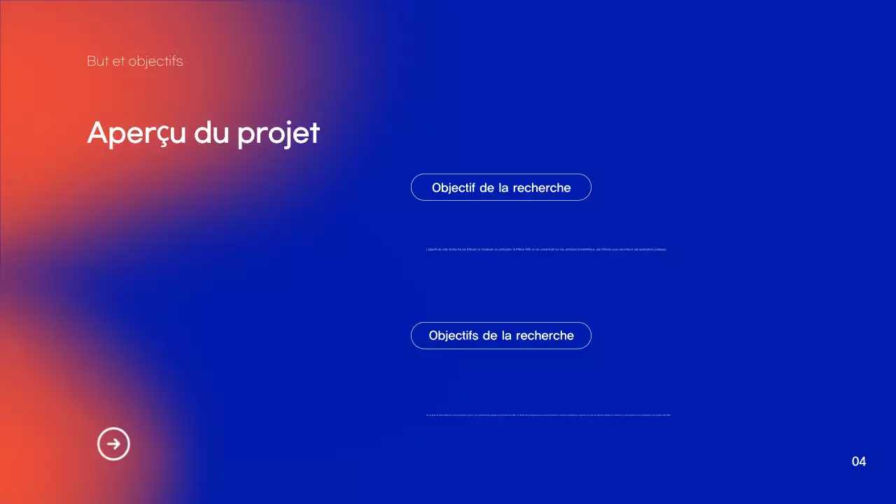 Présentation du projet de recherche sur les dégradés de bleu et d'orange