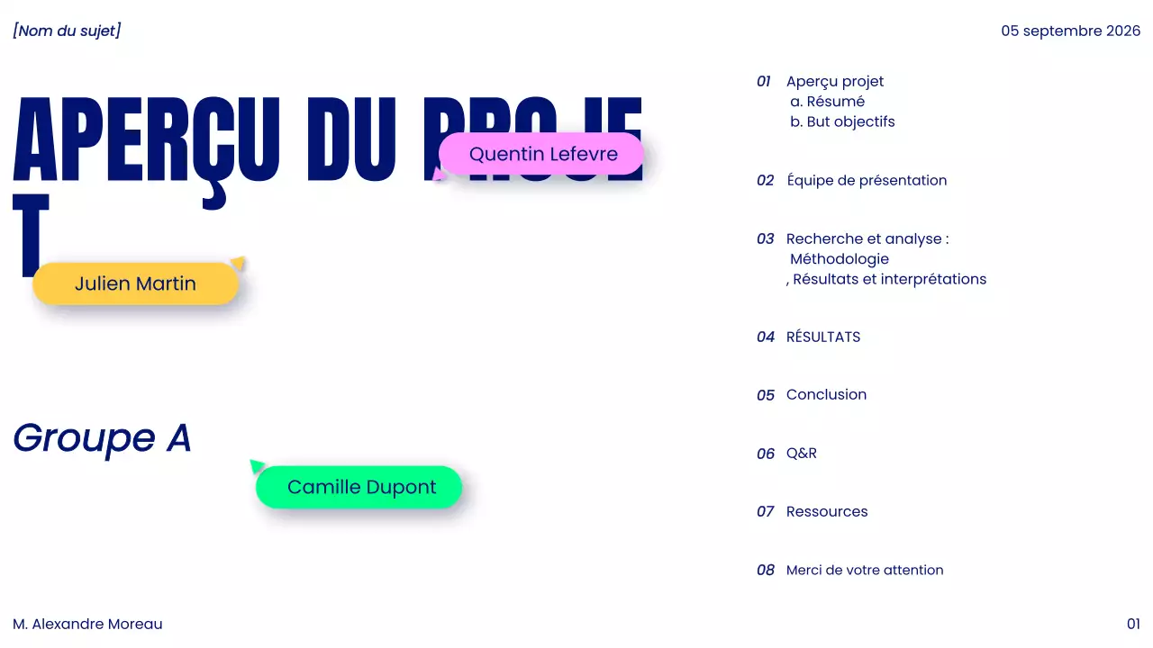 présentation d'un projet moderne bleu