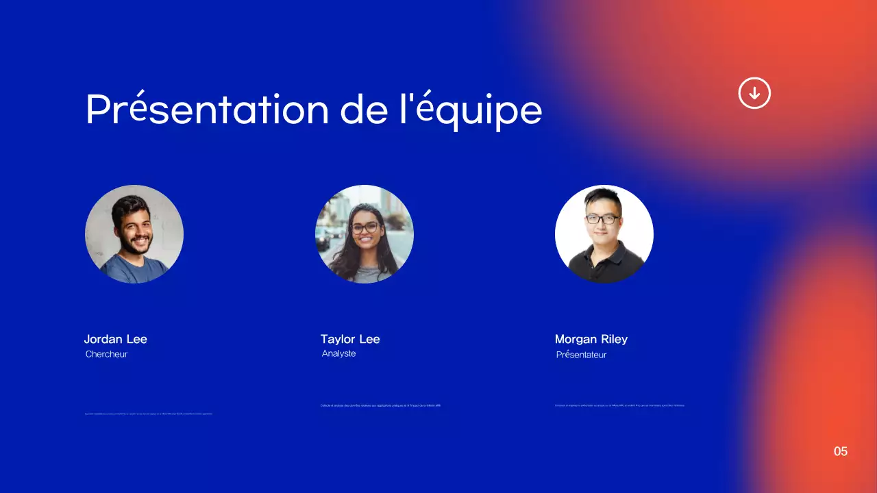 Présentation du projet de recherche sur les dégradés de bleu et d'orange