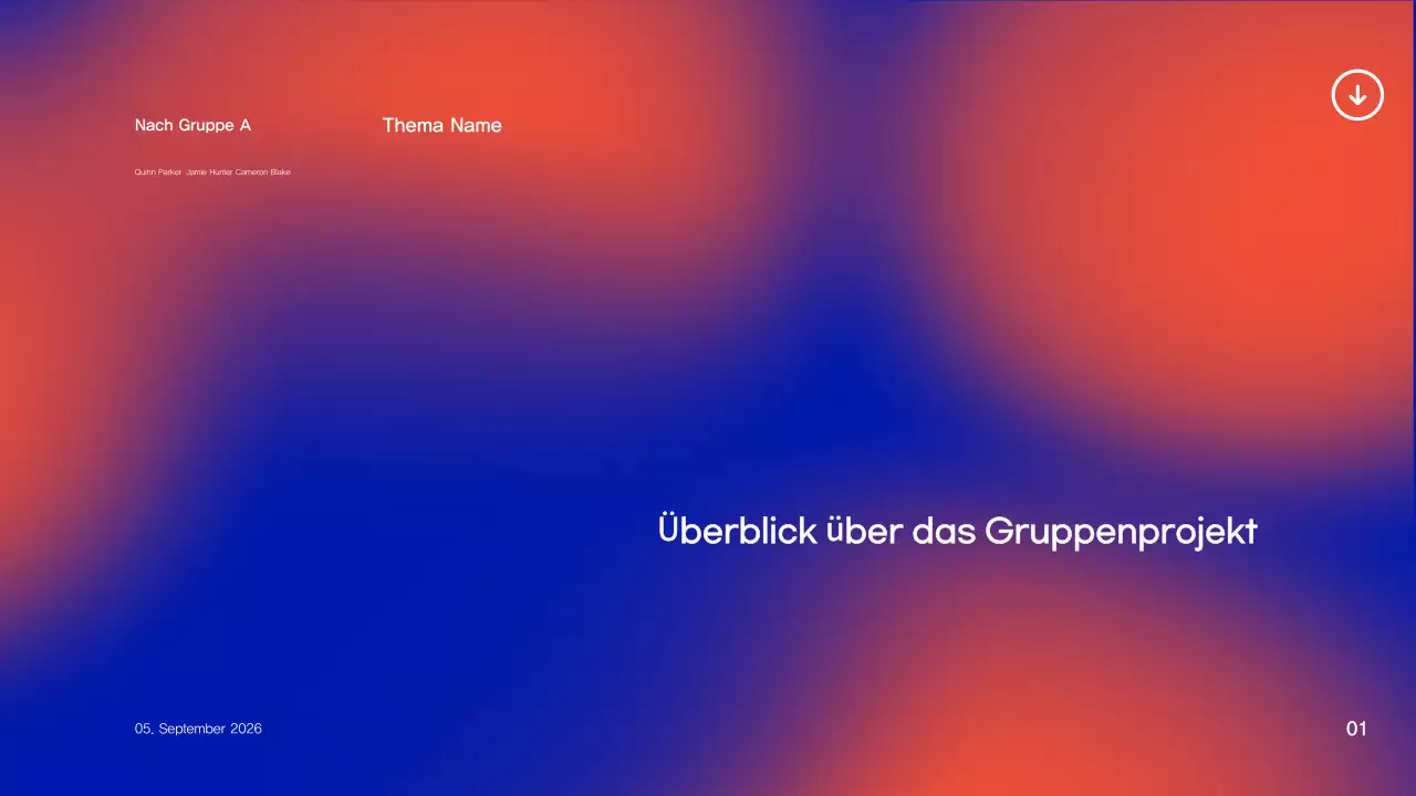 Präsentation des Forschungsprojekts "Blauer und oranger Farbverlauf