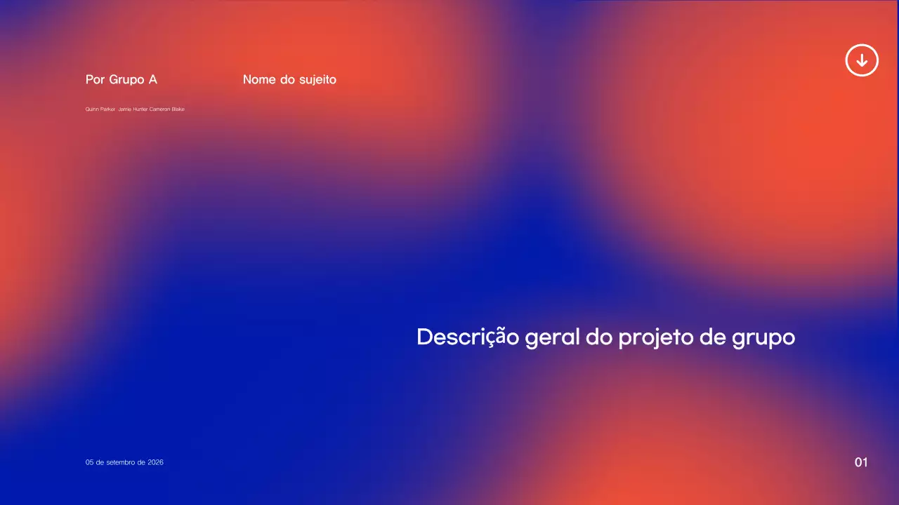 Apresentação do projeto de investigação sobre o gradiente azul e laranja