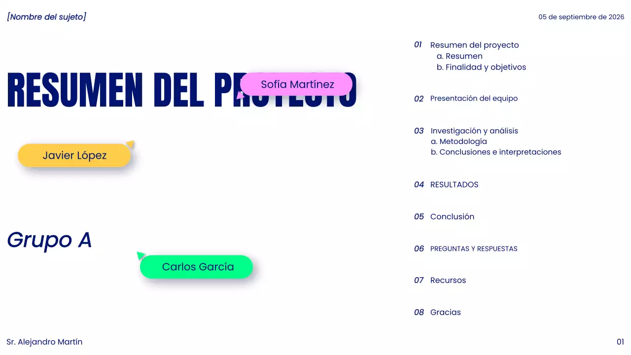 presentación del proyecto blue modern