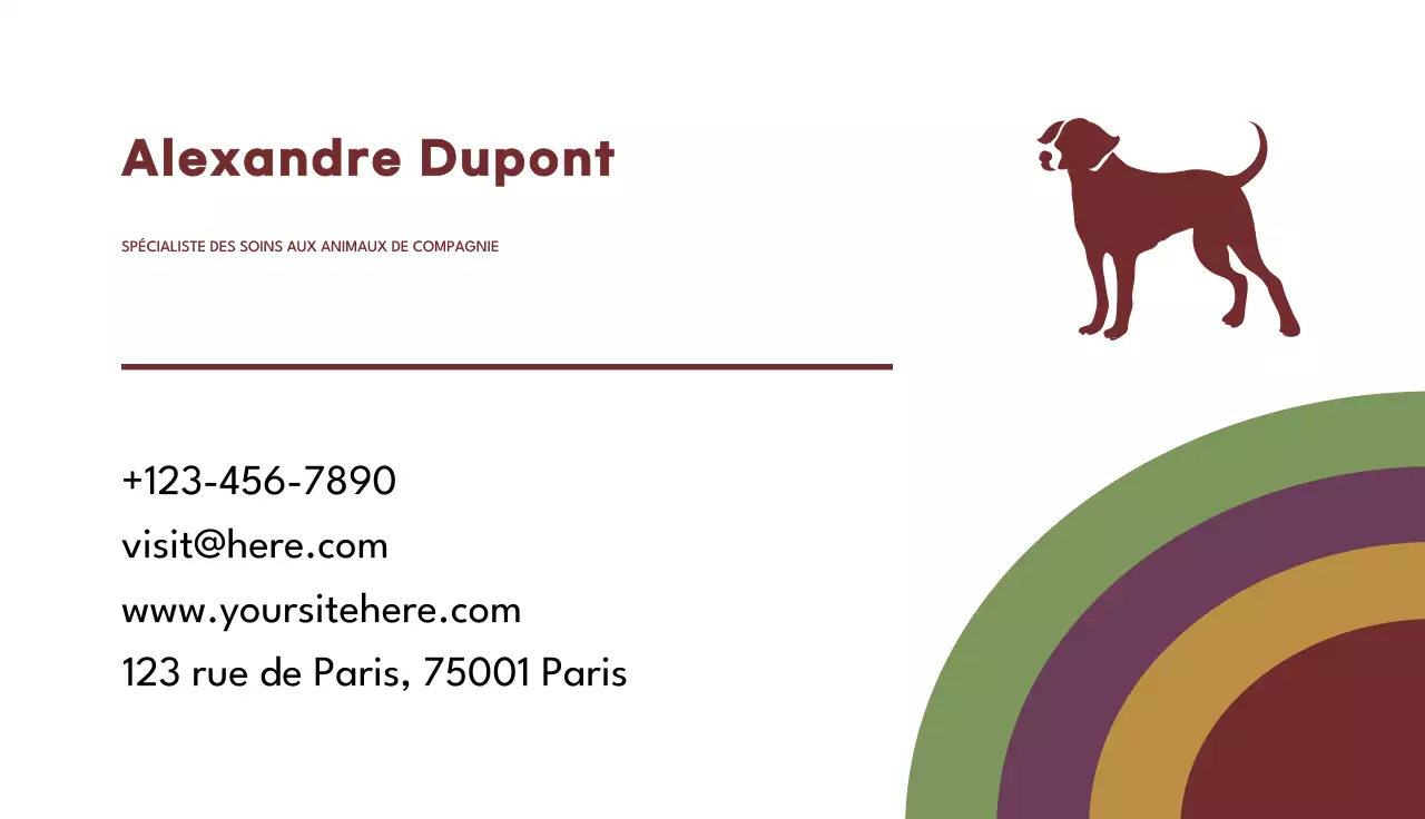 carte de visite minimale marron pour animaux de compagnie