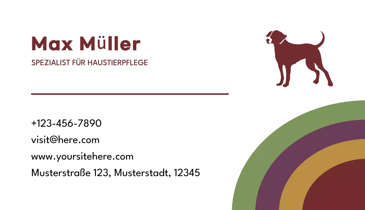 braune Minimal-Visitenkarte für Haustiere