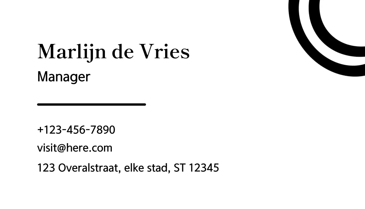wit en zwart minimalistisch visitekaartje