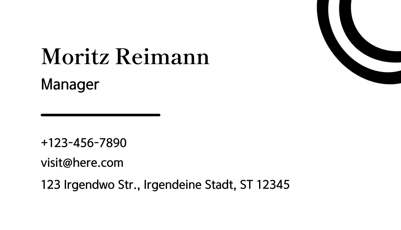 weiße und schwarze minimalistische Visitenkarte