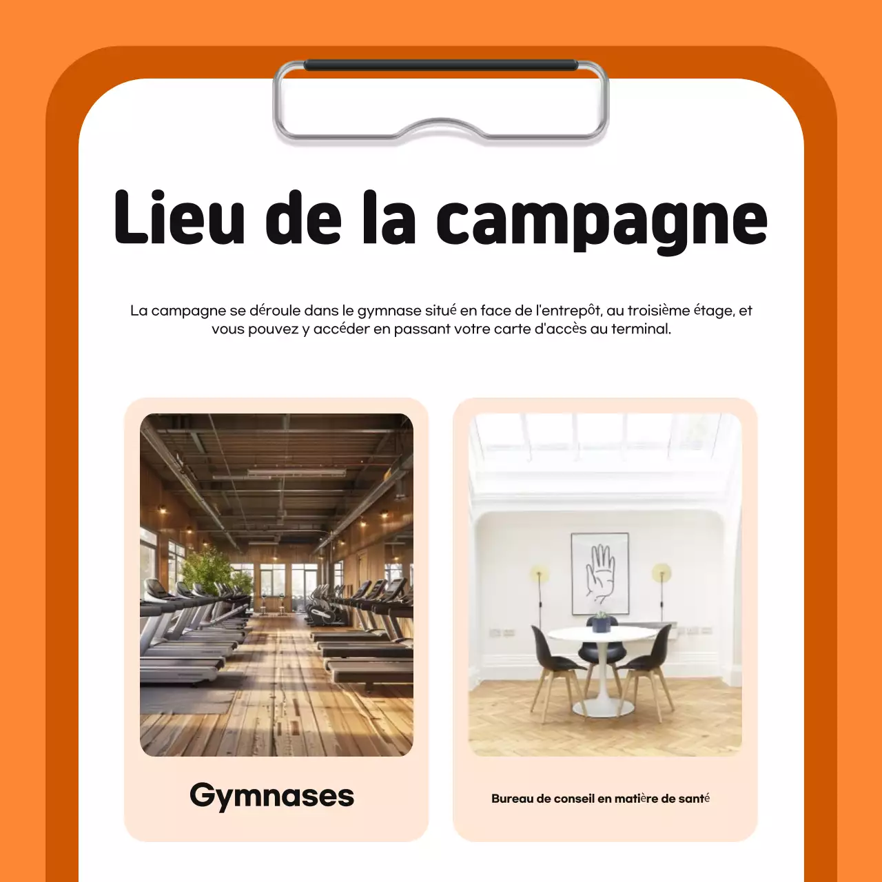 Promouvoir un programme simple de promotion de la santé en interne (bleu et orange)