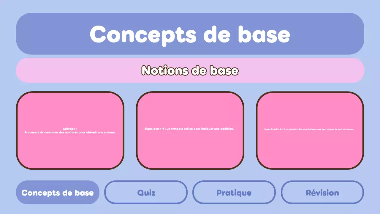 Présentation de mathématiques bleu-rose pour l'école primaire