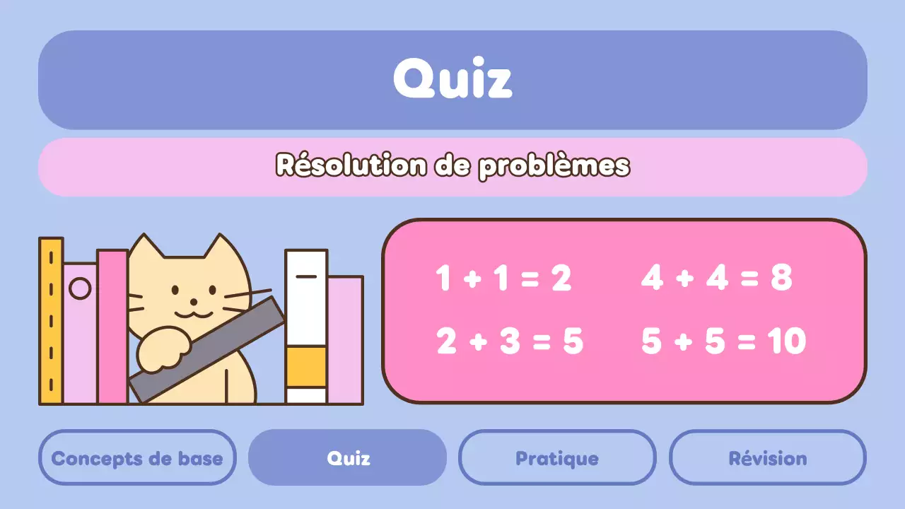 Présentation de mathématiques bleu-rose pour l'école primaire