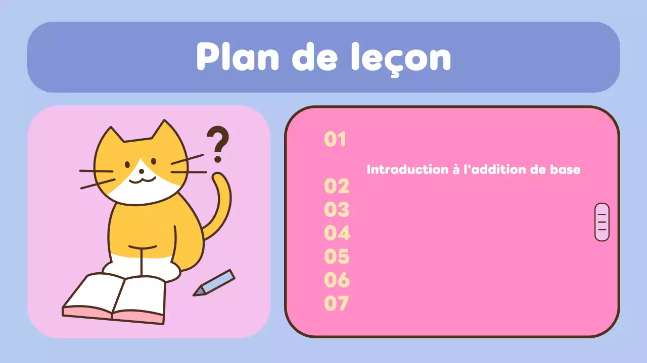 Présentation de mathématiques bleu-rose pour l'école primaire