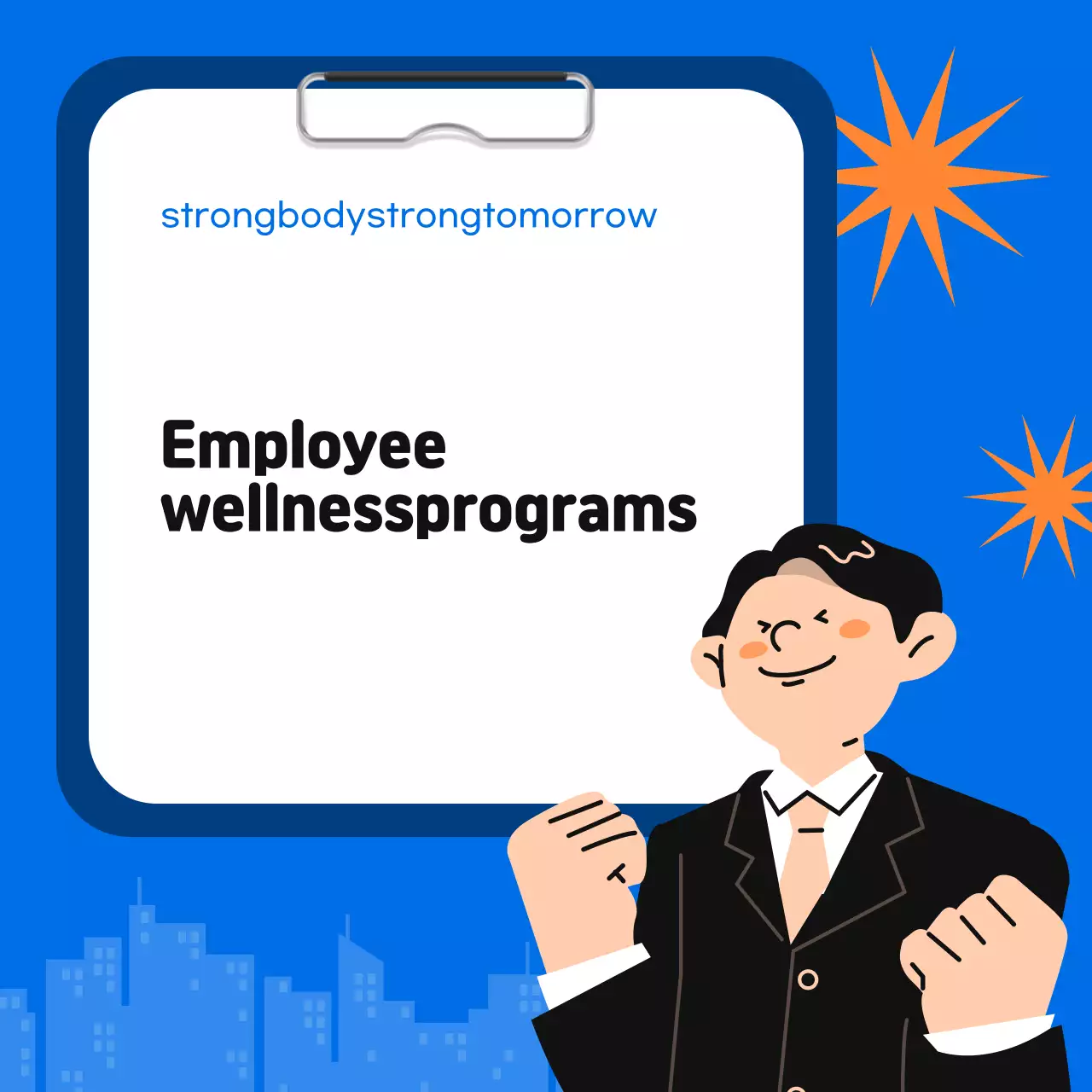 Mempromosikan program promosi kesehatan internal berwarna biru dan oranye yang sederhana