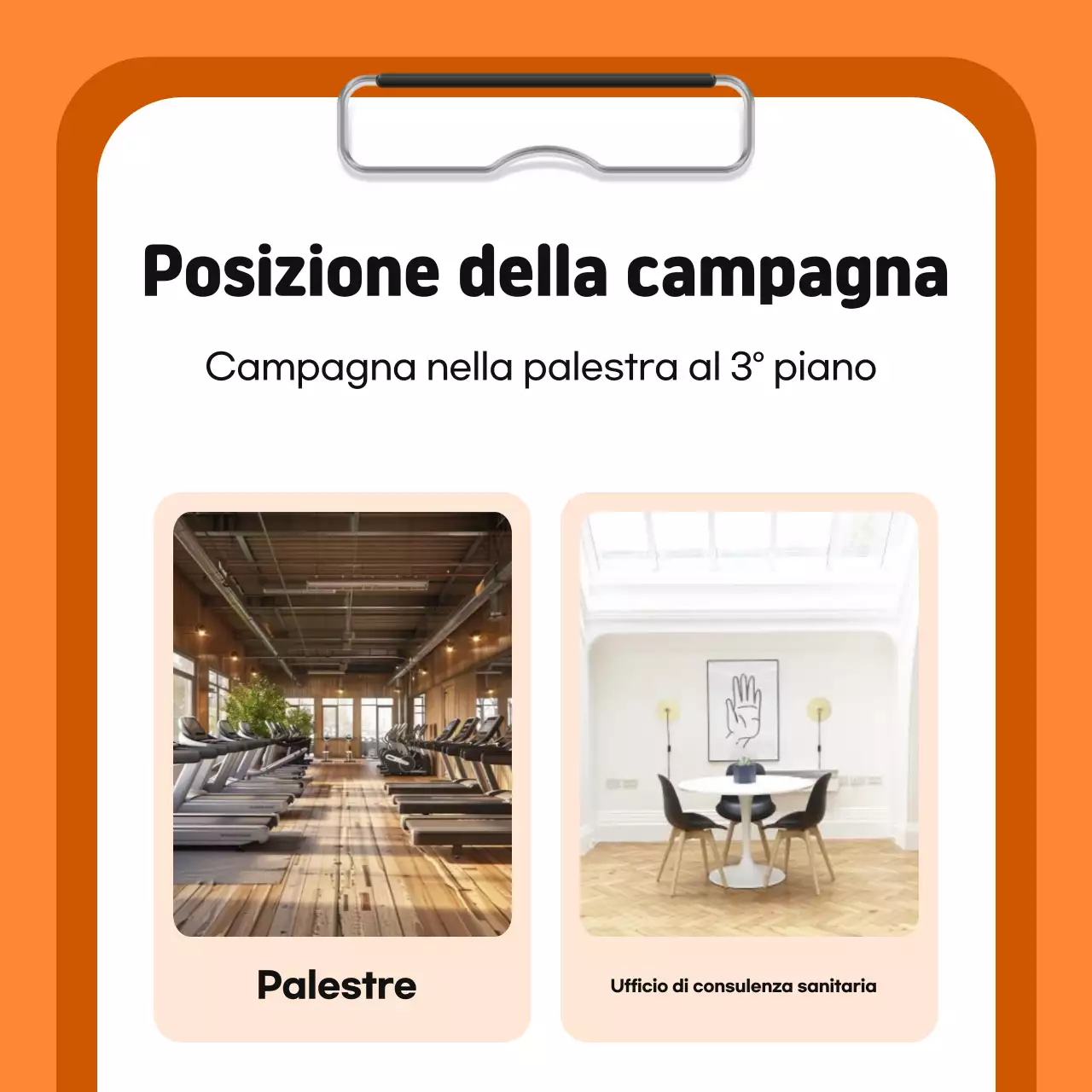 Promuovere un semplice programma interno di promozione della salute di colore blu e arancione.