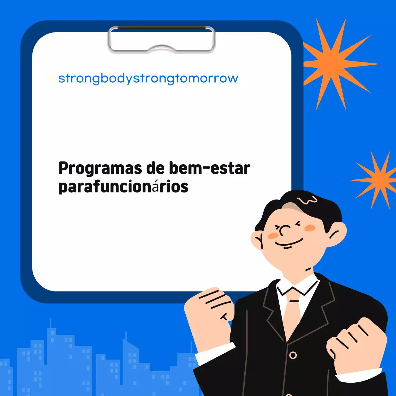Promover um programa interno simples de promoção da saúde, em azul e laranja