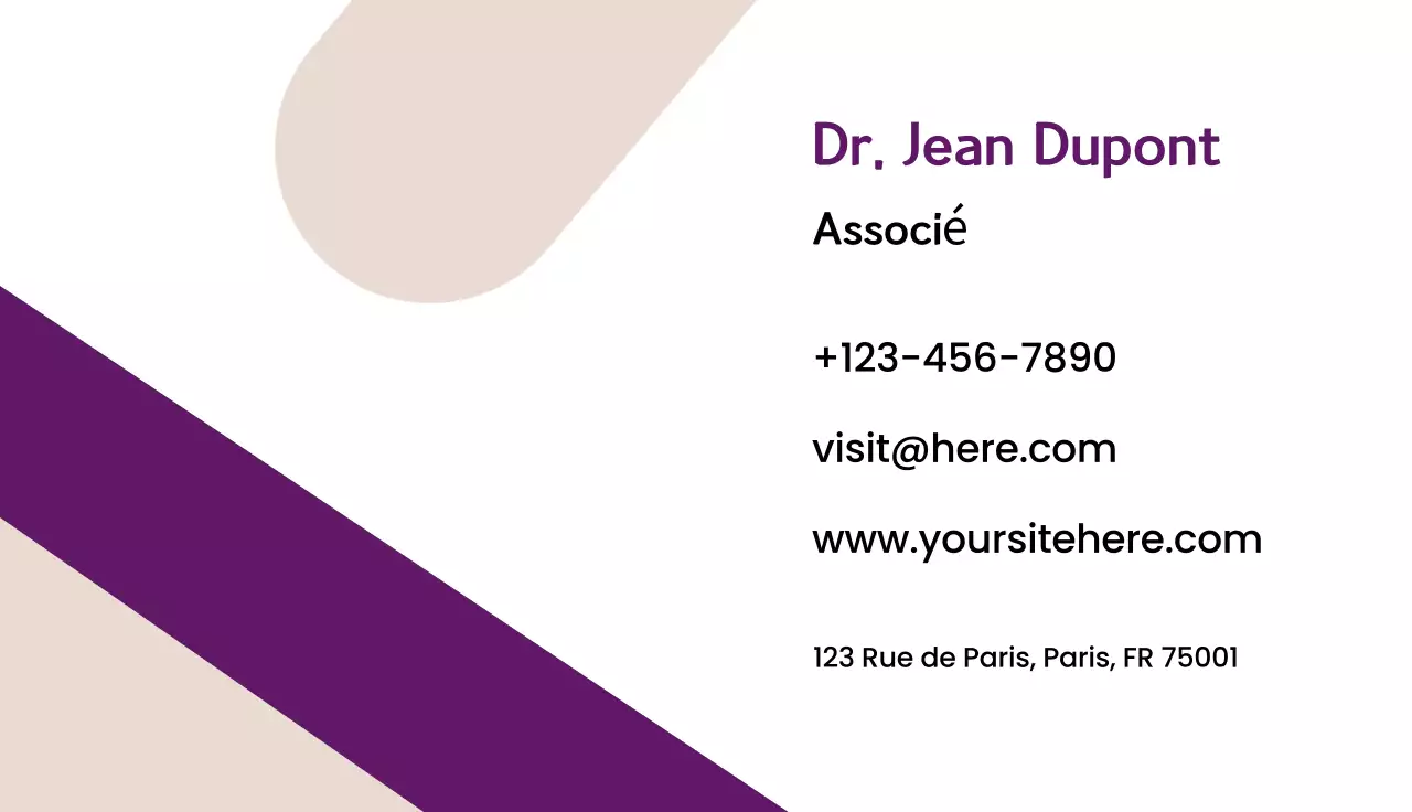 carte de visite moderne violette