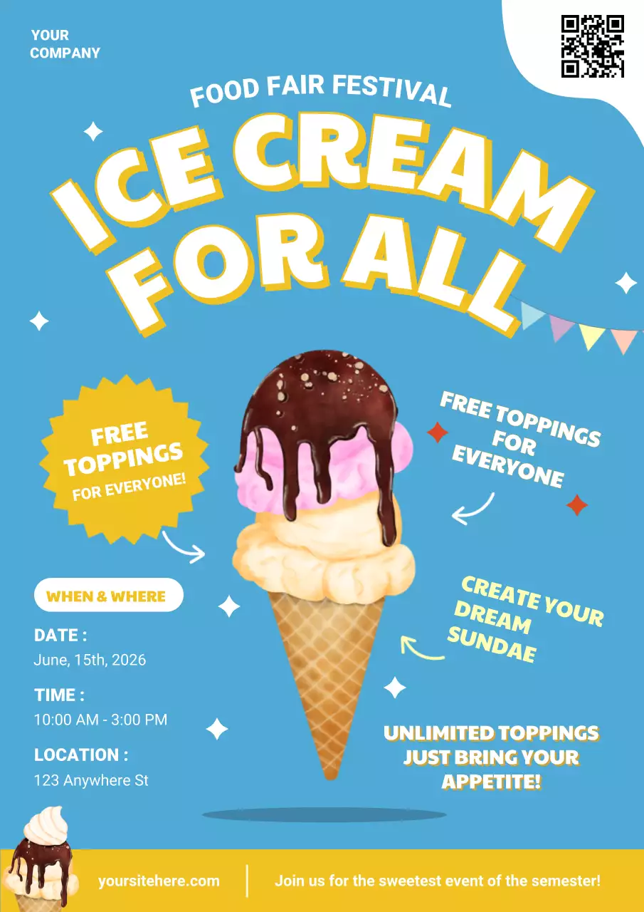 Blue Retro Food Festival Advertisement Poster