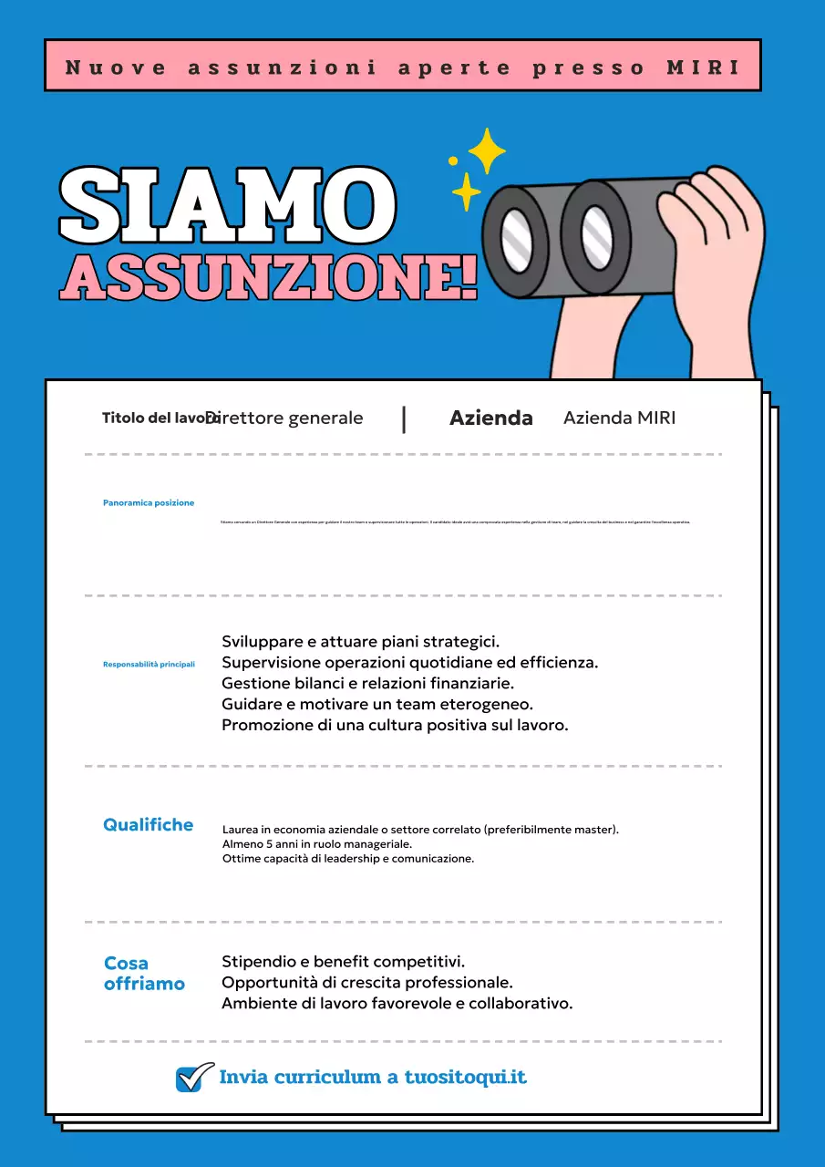 annuncio di assunzione blue modern