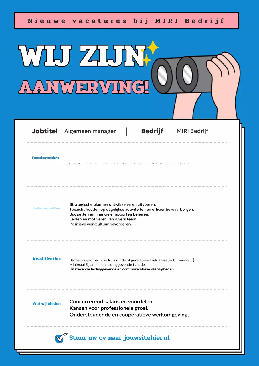 blue modern aankondiging van aanwerving