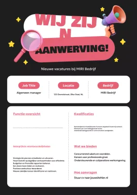 black modern wervingsaankondiging