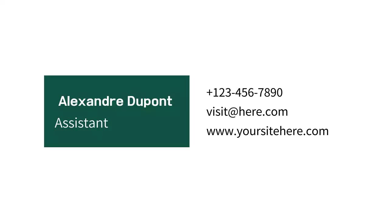 carte de visite minimaliste verte